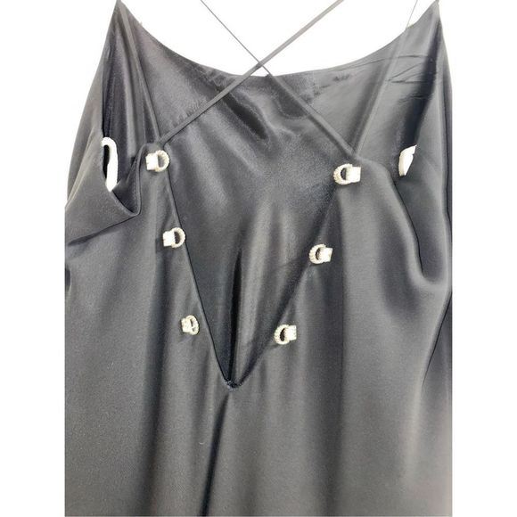 Lenovia USA Lace-Up Back Scoop Neck Spaghetti Straps Slip Dress Black Sz Large - Picture 8 of 14